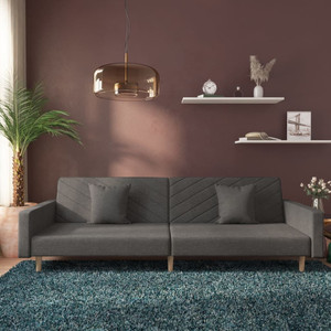  2-Seater Sofa Bed with Two Pillows Dark Gray Fabric A949-375900