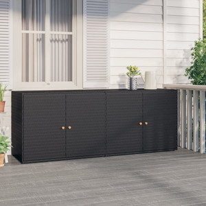  Garden Storage Cabinet Black 78.0x21.9x31.5" Poly Rattan A949-319870