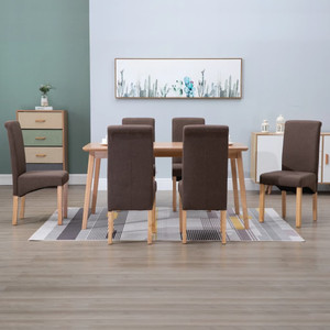  Dining Chairs 6 pcs Brown Fabric A949-277273