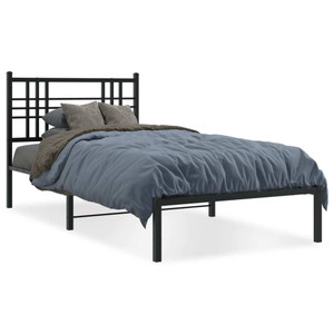  Metal Bed Frame without Mattress with Headboard Black 39.4"x78.7 A949-376319