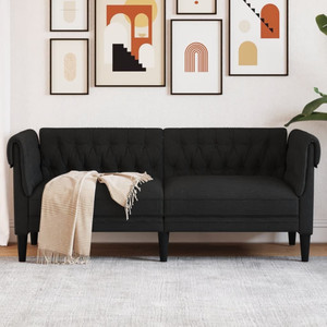  Chesterfield Sofa 2-Seater Black Fabric A949-372549