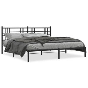  Metal Bed Frame without Mattress with Headboard Black 76"x79.9 A949-376330