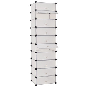  Interlocking Shoe Organizer with 10 Compartments White A949-244919