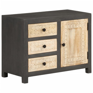  Sideboard Gray and White 29.5"x13.8"x21.7" Solid Mango Wood A949-374992