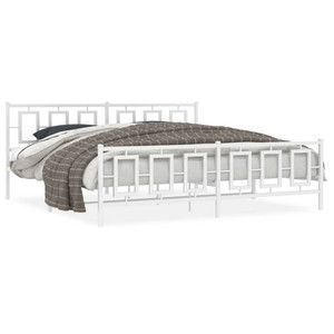  Metal Bed Frame without Mattress with Footboard White 76"x79.9 A949-374314