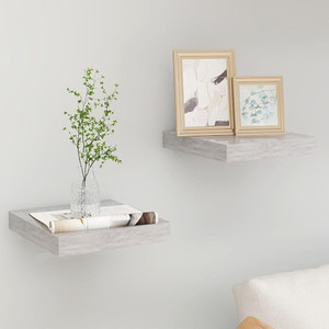  Floating Wall Shelves 2 pcs Concrete Gray 9.1"x9.3"x1.5" MDF A949-326589