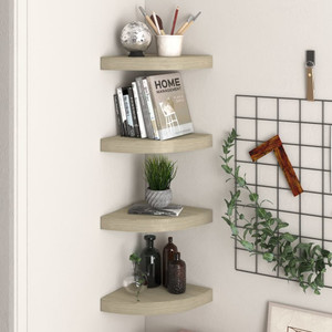  Floating Corner Shelves 4 pcs Oak 9.8"x9.8"x1.5" MDF A949-323906