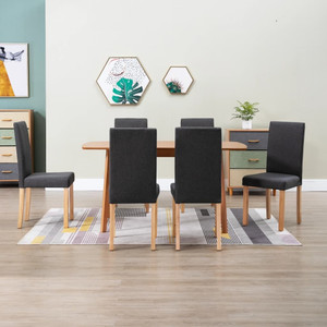  Dining Chairs 6 pcs Dark Gray Fabric A949-277235