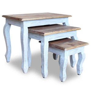  Nesting Table Set 3 Pieces Solid Mahogany Wood A949-244505