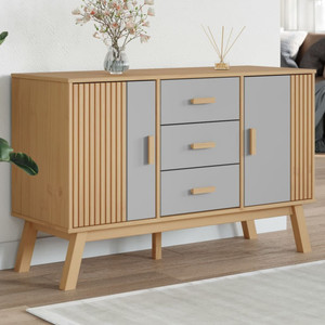  Sideboard OLDEN Gray and Brown 44.9"x16.9"x28.9" Solid Wood Pine A949-358598