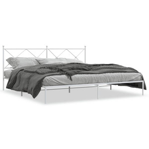  Metal Bed Frame without Mattress with Headboard White 76"x79.9 A949-376557