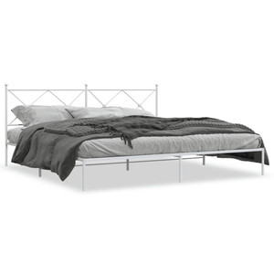  Metal Bed Frame without Mattress with Headboard White 76"x79.9 A949-376557