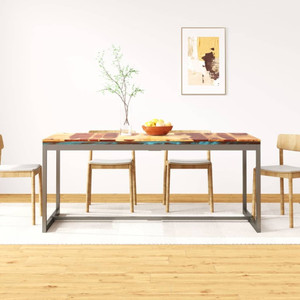  Dining Table Solid Acacia Wood and Steel 70.9 A949-244797