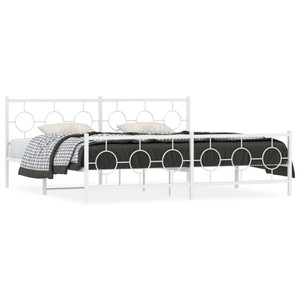  Metal Bed Frame without Mattress with Footboard White 76"x79.9 A949-376299