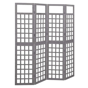  4-Panel Room Divider/Trellis Solid Fir Wood Gray 63.4"x70.9 A949-316487