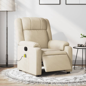  Electric Massage Recliner Chair Cream Fabric A949-3206219