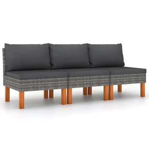 Middle Sofas 3 pcs Poly Rattan and Solid Eucalyptus Wood A949-315759