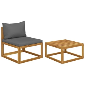  2 Piece Patio Sofa Set with Cushion Solid Acacia Wood A949-311858