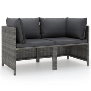  2-Seater Patio Sofa with Cushions Gray Poly Rattan A949-313498
