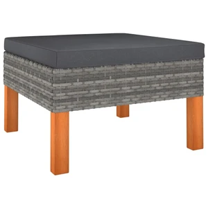  Footstool Poly Rattan and Solid Eucalyptus Wood A949-315752