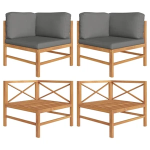  Corner Sofas 2 pcs with Dark Gray Cushions Solid Teak Wood A949-316114