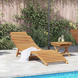 Sun Lounger Solid Teak Wood Brown A949-42008387