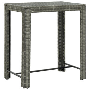 Patio Bar Table Gray 39.4"x23.8"x43.5" Poly Rattan A949-45875