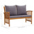 3 Piece Patio Lounge Set with Cushions Solid Acacia Wood A949-3057980