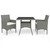 3 Piece Patio Dining Set Gray Poly Rattan and Glass A949-3058309