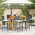 7 Piece Patio Bar Set Black Solid Wood Acacia and Poly Rattan A949-3295280