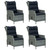 5 Piece Patio Dining Set Light Gray Poly Rattan A949-3156806
