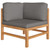3-Seater Patio Sofa with Gray Cushions Solid Teak Wood A949-3087209