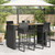 Patio Bar Table with Acacia Wood Top Black 72.8"x31.5"x43.3" Poly Rattan A949-368700