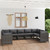 9 Piece Patio Lounge Set with Cushions Poly Rattan Gray A949-3059767