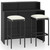 3 Piece Patio Bar Set with Cushions Black A949-3064873