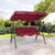 3 Seat Outdoor Patio Canopy Swing with Cushioned Steel Frame - Color: Red D681-NP13764WN