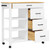 Kitchen Trolley MONZA 33.1"x15.7"x34.8" Solid Wood Pine A949-376114