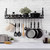 Black Metal Rectangular Wall Mounted Kitchen Pot Rack with 12 Hanging Hooks Q280-MRWMPR539915742