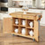 Natural Wood Finish Kitchen Island Cart with Locking Casters Q280-HSNKC256