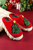 Fiery Red Christmas Tree Graphic Thick Sole Plush Slippers T543-8797494968562