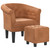  Tub Chair with Footstool Brown Faux Leather A949-356501