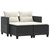  Patio Sofa 2-Seater with Stools Black Poly Rattan A949-365790