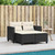 Patio Sofa 2-Seater with Stools Black Poly Rattan A949-365790