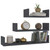  Wall Display Shelf 3 pcs Gray Engineered Wood A949-800200