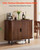 Coffee Bar Cabinet, Mid Century Fluted Coffee Bar Table, Buffet Stand Cabinet with 2 Sliding Doors, E415-BSZSJ40YCHTSY72FM001V0