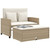  Patio Sofa with Cushions 2-Seater Beige Poly Rattan A949-365135