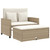  Patio Sofa with Cushions 2-Seater Beige Poly Rattan A949-365135