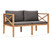 Patio Bench with Gray Cushions Solid Wood Teak A949-49372