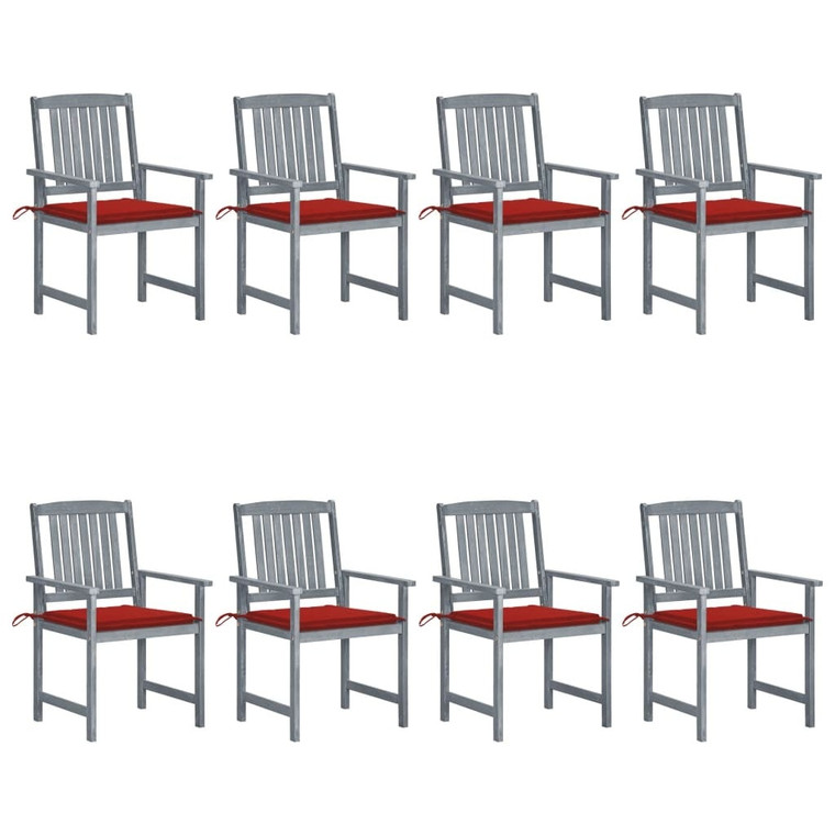 Patio Chairs with Cushions 8 pcs Solid Acacia Wood Gray A949-3078228