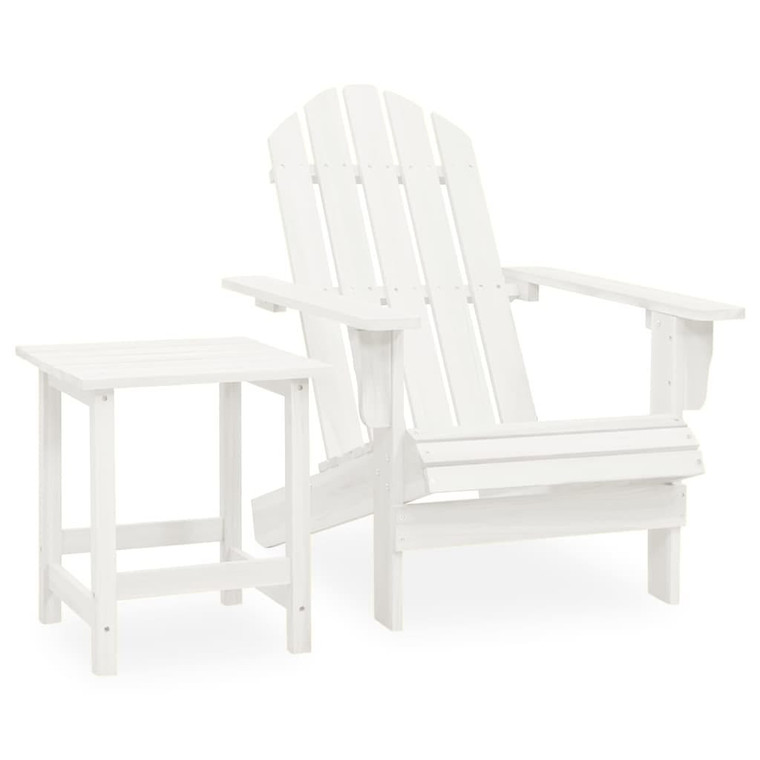 Patio Adirondack Chair with Table Solid Fir Wood White A949-315919